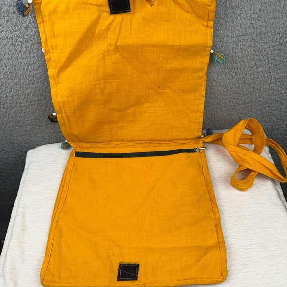 Womens Purse Yellow Handcrafted Banjara Bag Embroidered Tassels Beaded - Picture 2 of 8